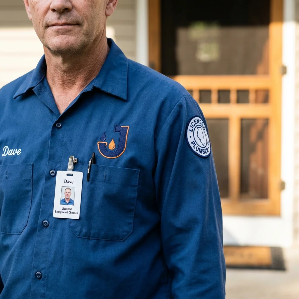 Licensed plumber showing ID badge in Piscataway, NJ